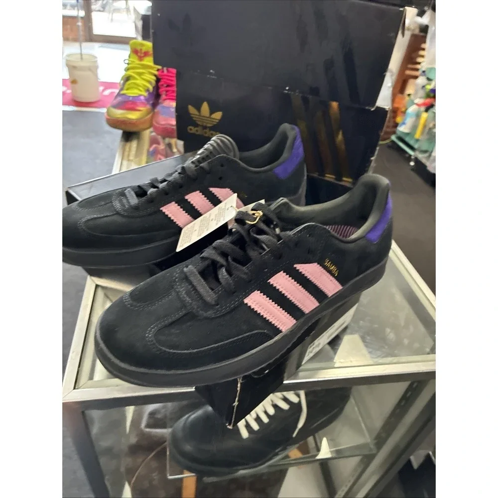 Mens Adidas PUIG SAMBA KK3738 Core Black Light Pink Purple Shoes 10.5